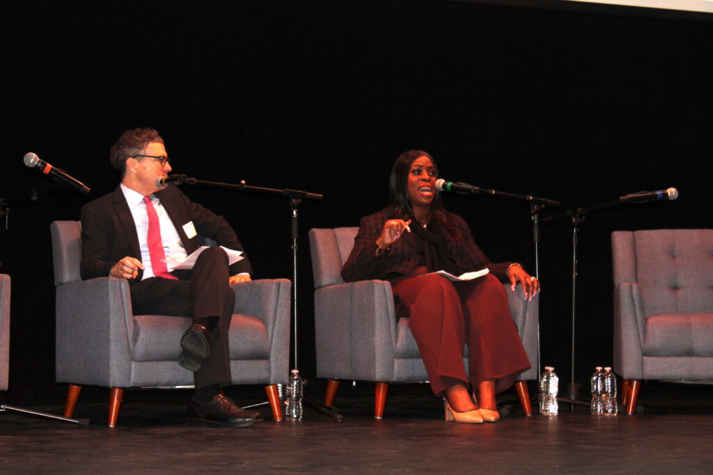 Photo by Gonzalo Duran of Vanessa Gibson Speaking at the Fireside Chat.