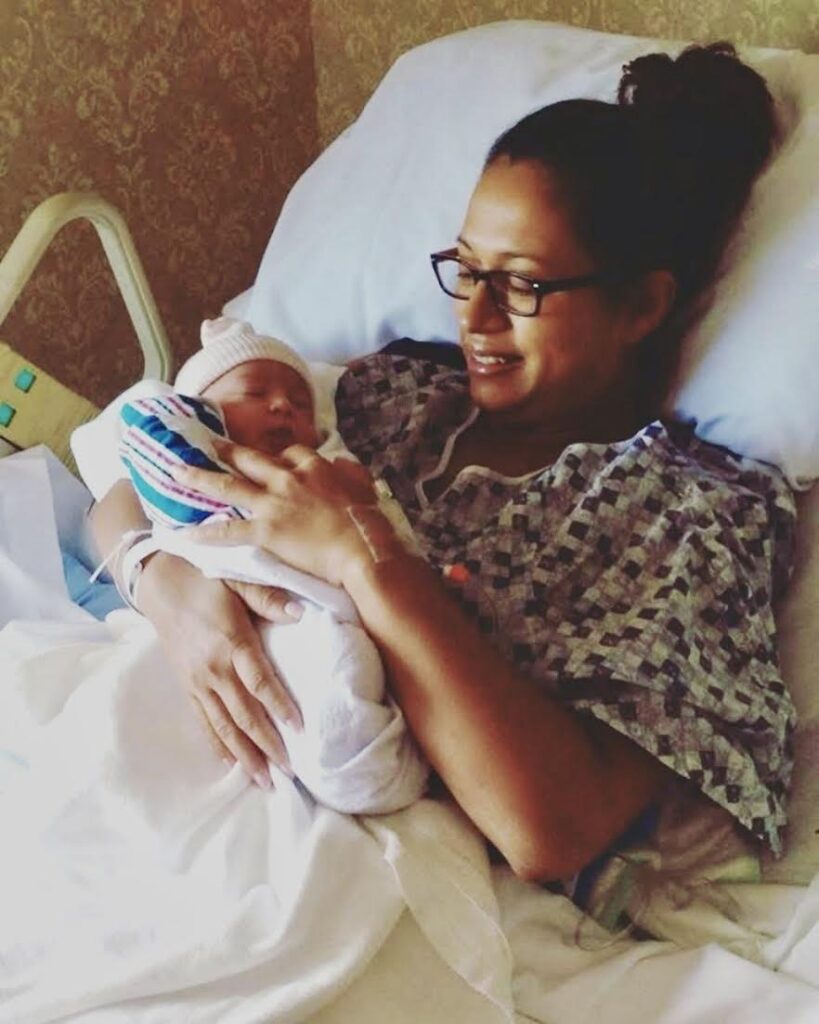 Diana Costas holding her baby